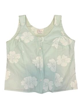 VTG 2-pc Light Aqua Floral Button Front Tank Top/Pants Set
